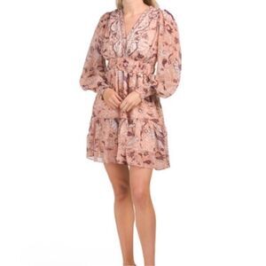 Anthropologie OPT Floral Long Sleeve Mini Dress Size Medium